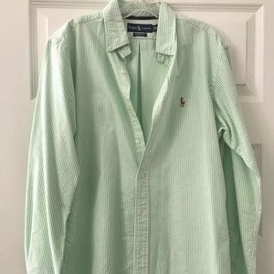 Green stripe polo button down size M